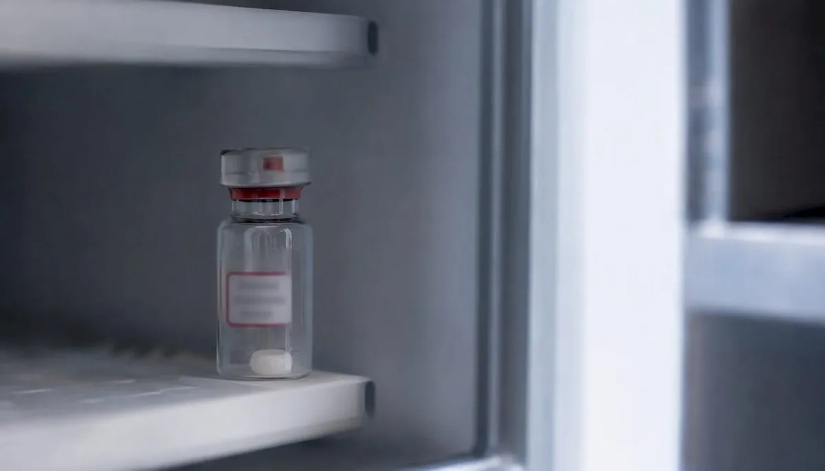 Sealed vial in cold storage rack