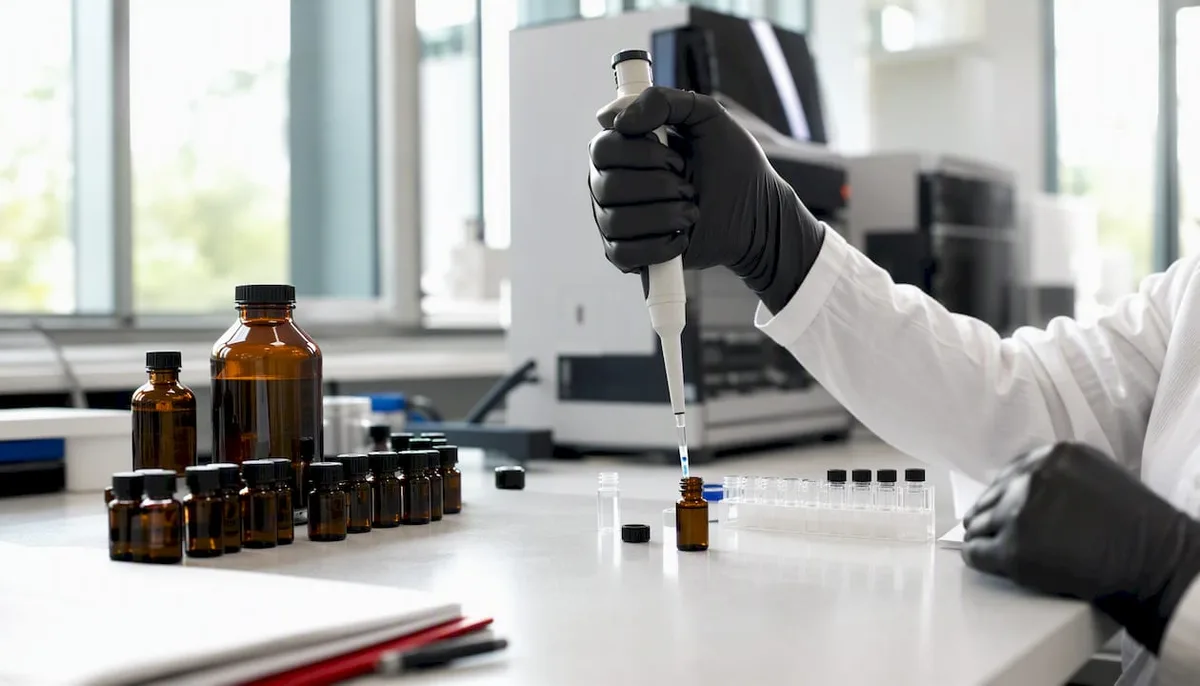 Scientist pipetting isotope-labeled standard