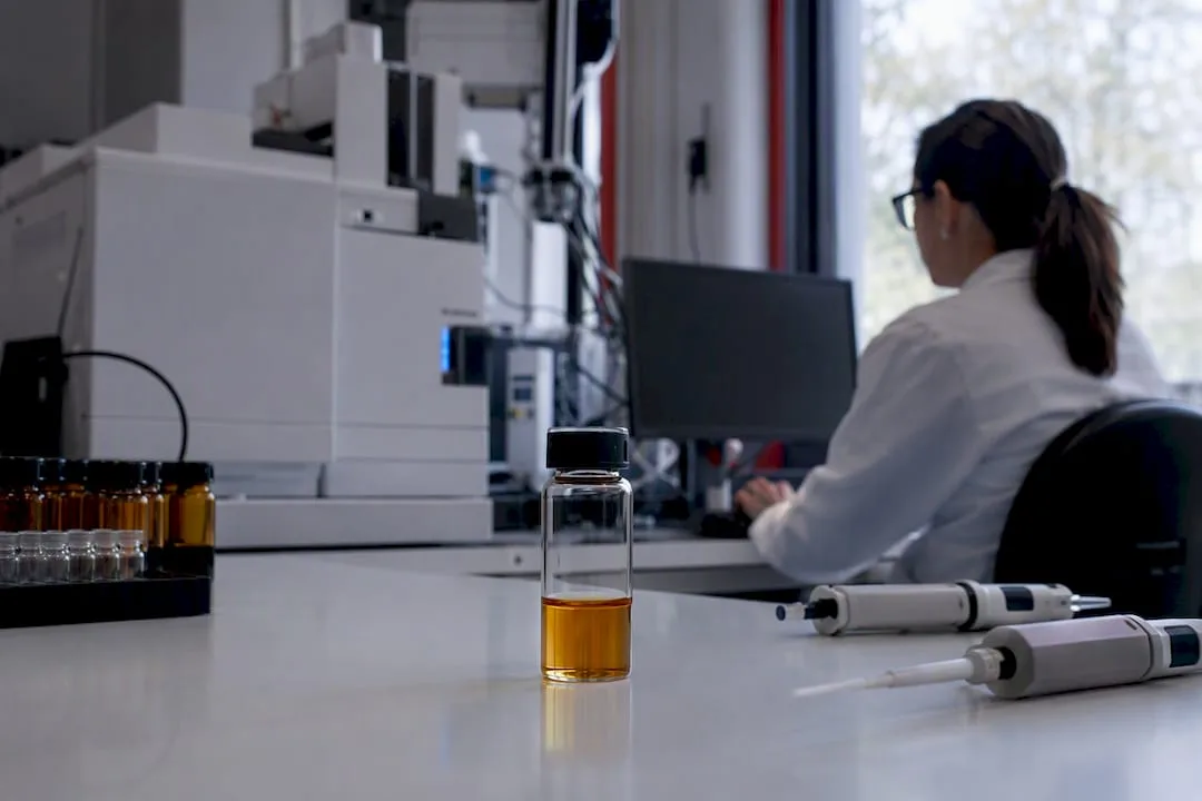 Cannabis terpene sample on analytical instrument
